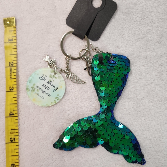 Porte-clés Sirène à Paillettes Bleu Et Vert - Sequins Brillants - Neuf Avec étiquettes - Cadeau Fantaisie